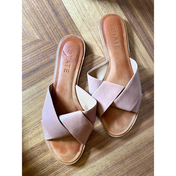 1. State Shoes - Neutral Minimalist Genuine Leather Tan Flats, Open Toe, size 9 (40)